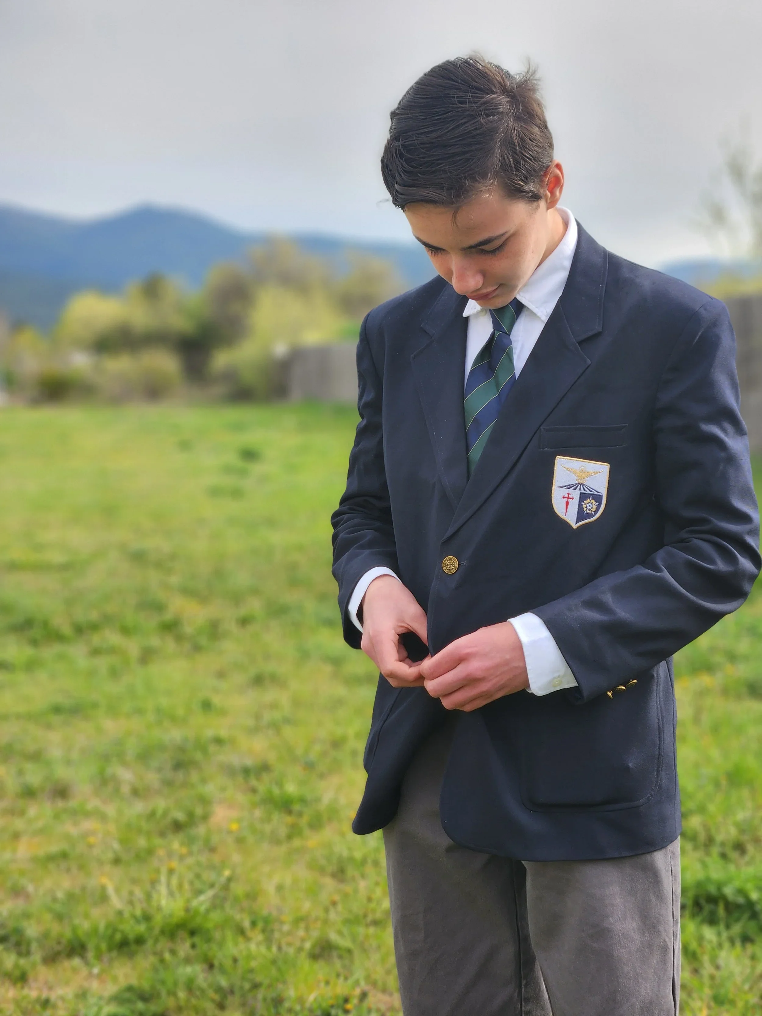 Boy's Navy Blazer W/Embroidery (Grades: 9-12)