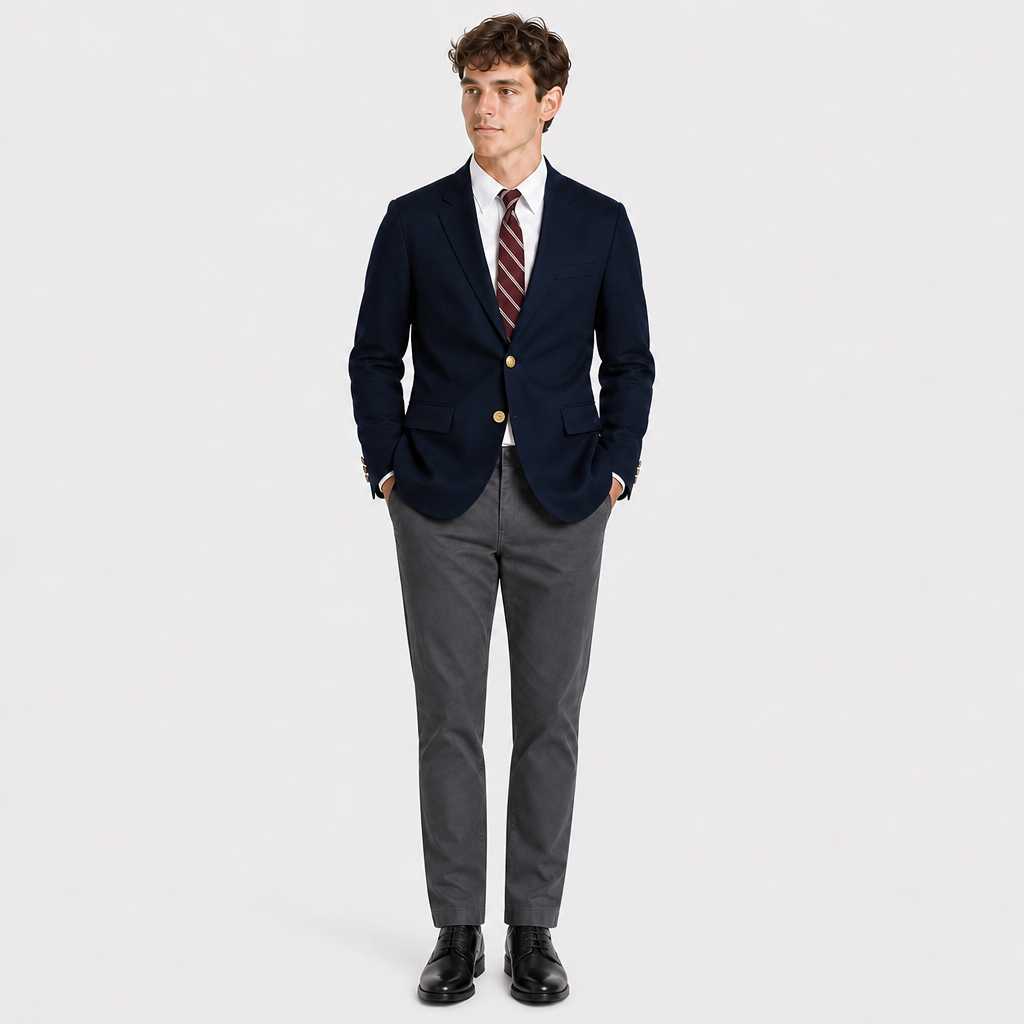 Grey Flat-Front Pants