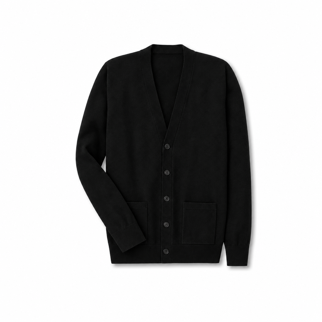Women's V-Neck Black Button Down Cardigan W/Logo (Staff Only)