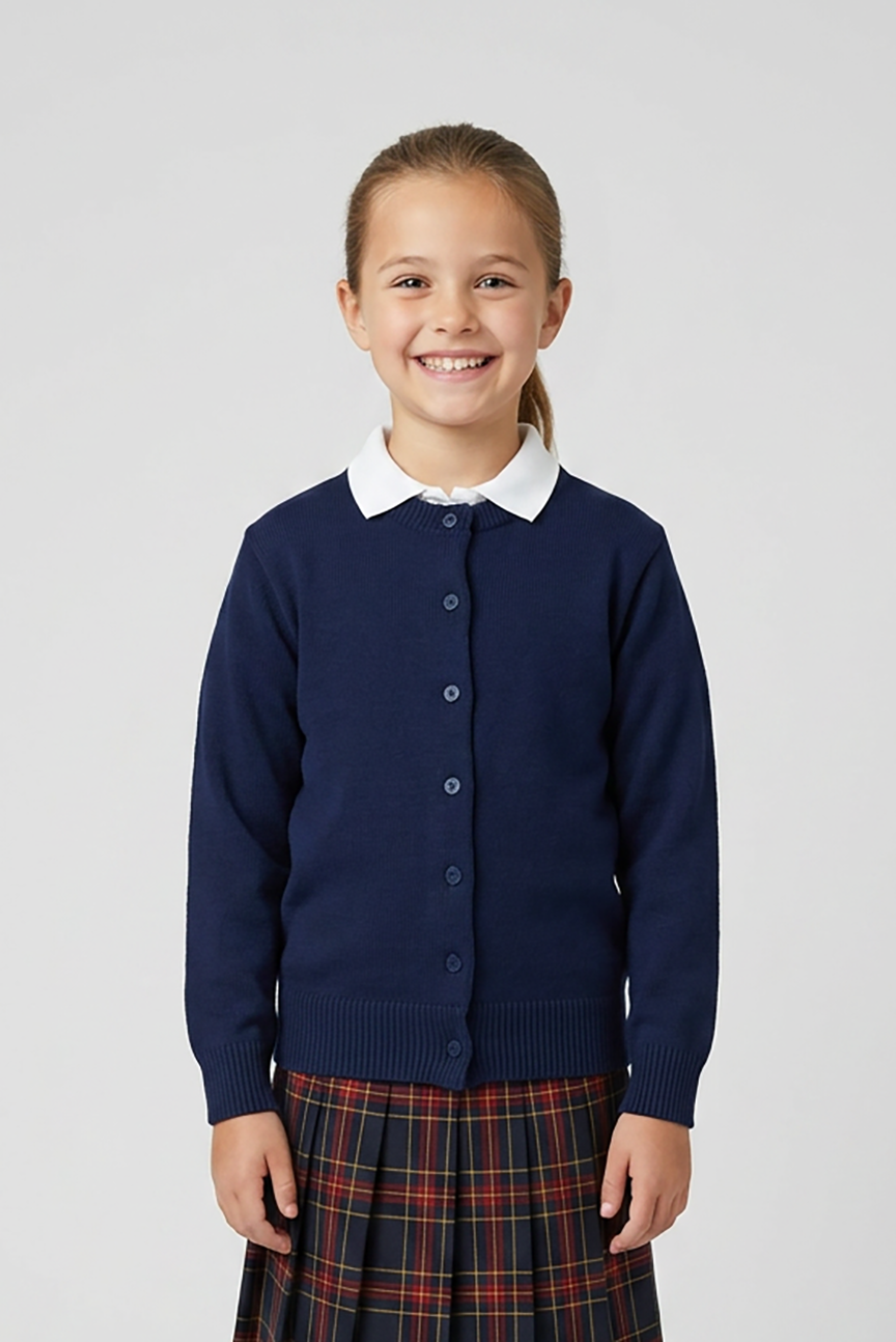 Girl's Crew Neck Cardigan