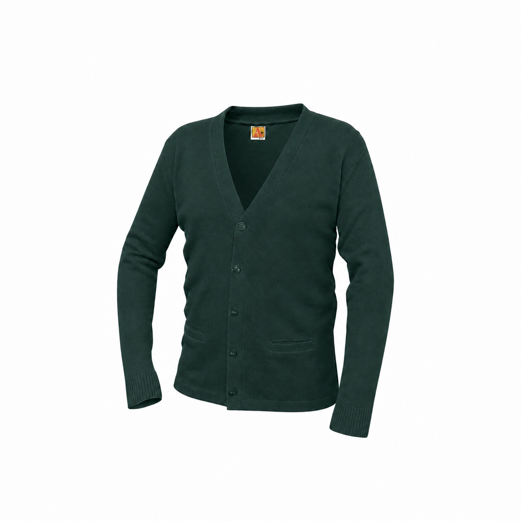 V-Neck Button Down Cardigan w/Logo