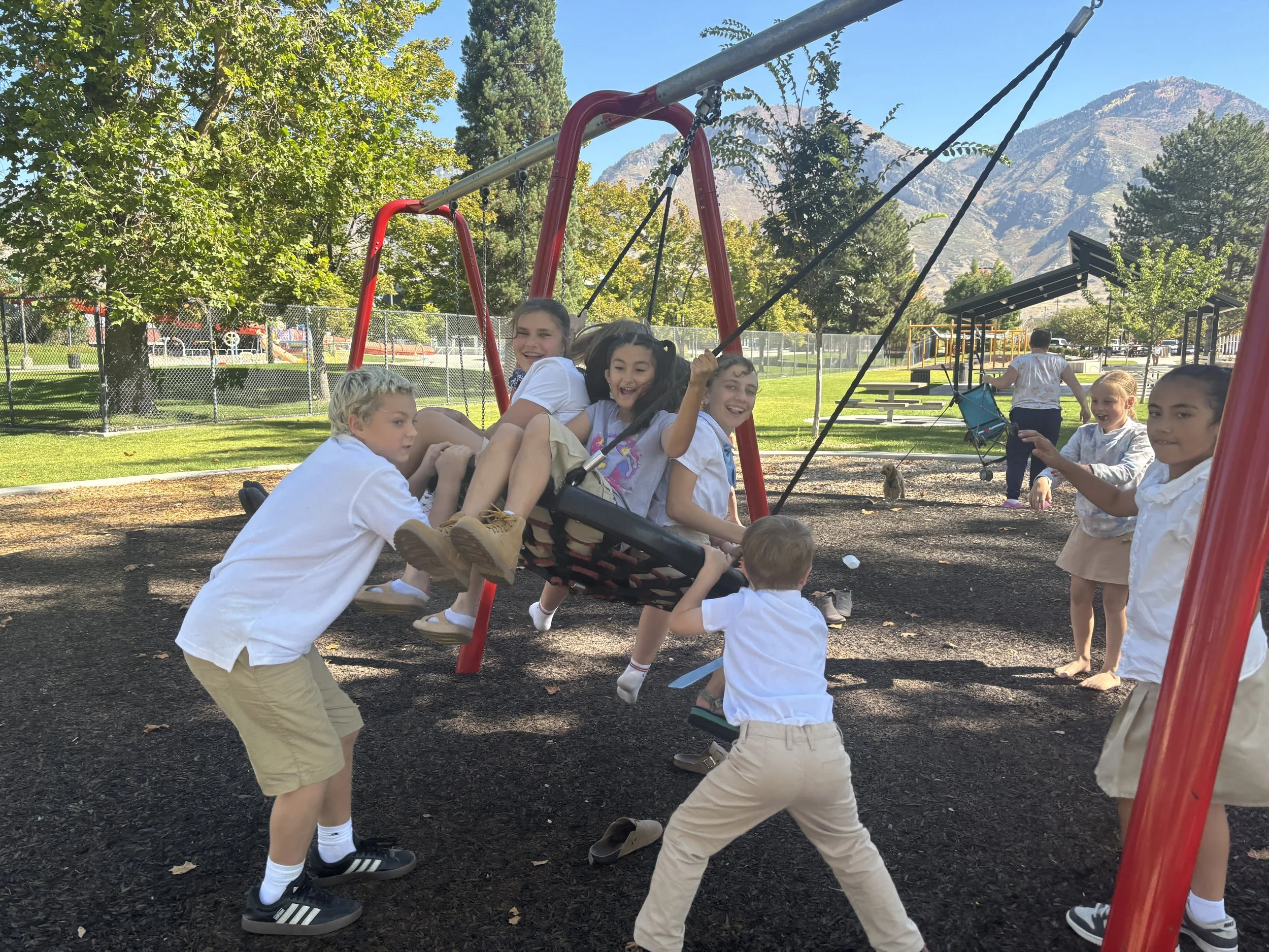 Image of students playing after class at North Park