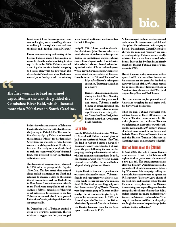 Harriet Tubman Fact Sheet – Back