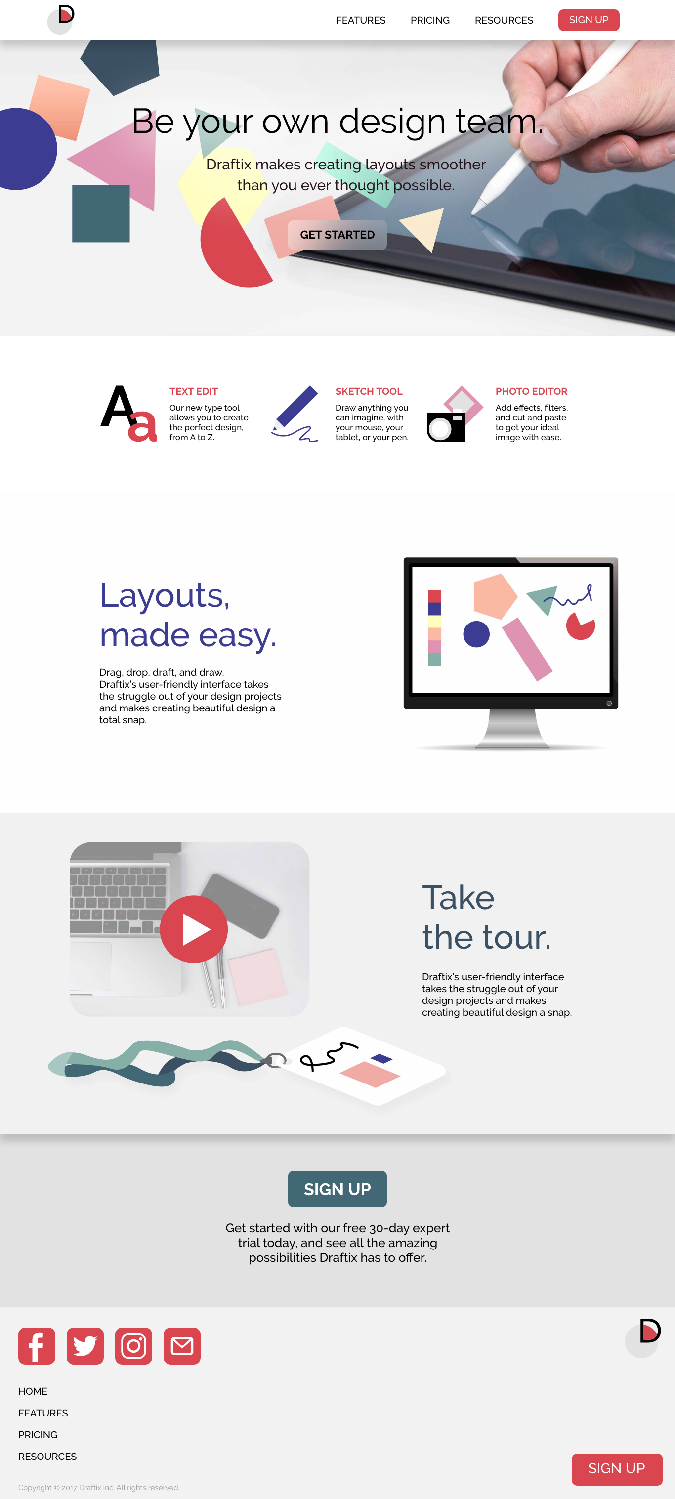 Draftix Home Page – Desktop