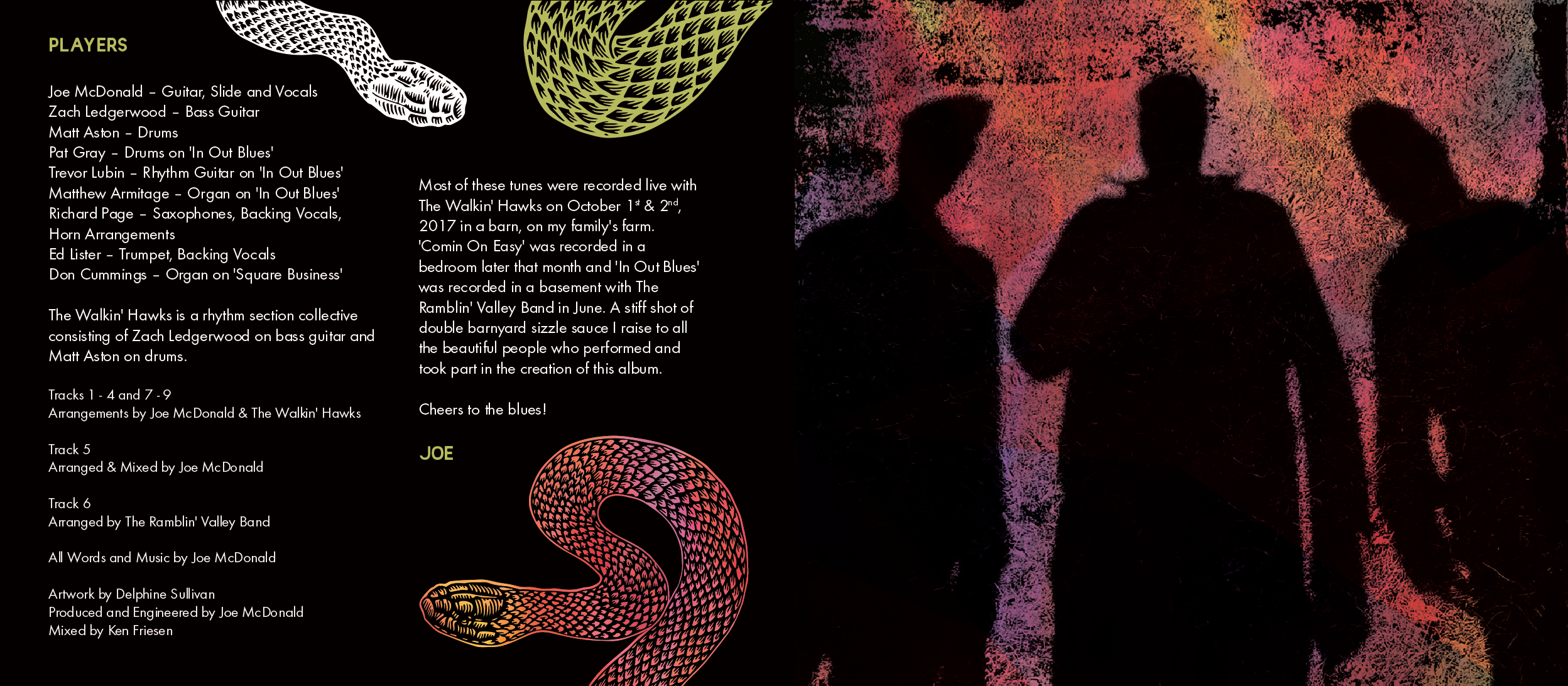 Joe McDonald & the Walkin' Hawks — Album Inside Cover