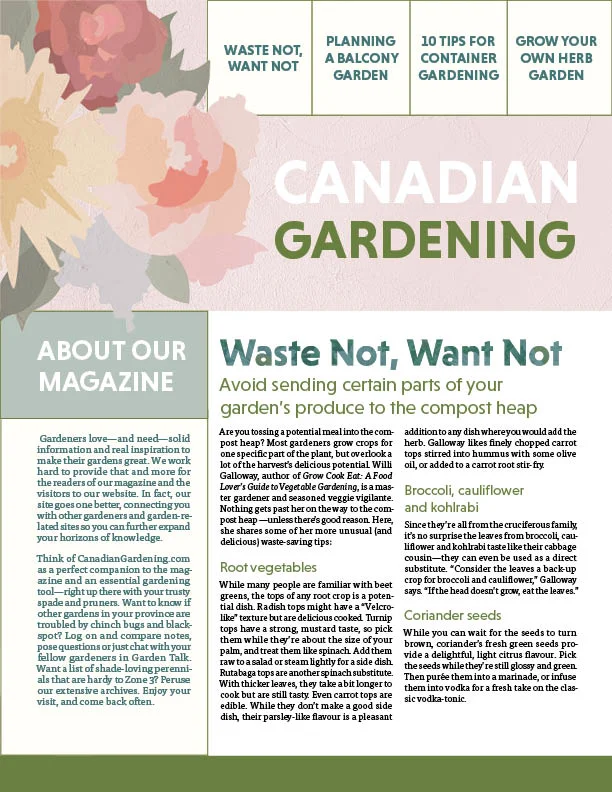 Canadian Gardening Newsletter — Cover