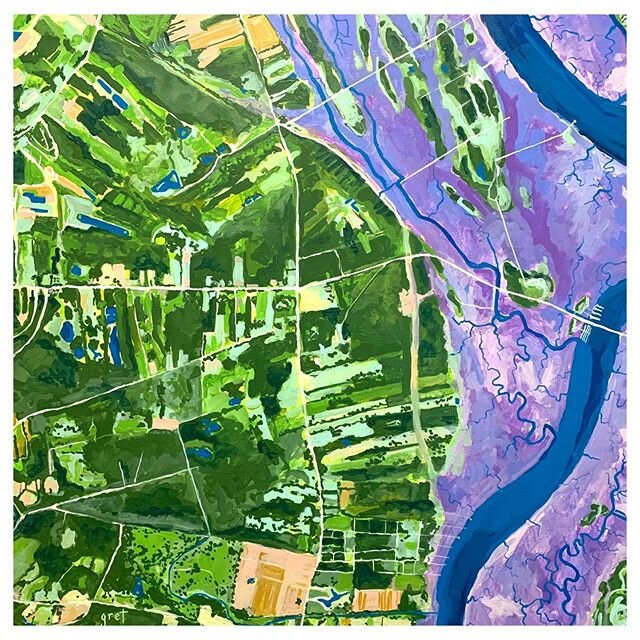 A statement on development - specifically, development on Johns Island, SC (around the Maybank Hwy/River Rd intersection.) 1st painting is a map from 1989, second painting is of 2019.
Scroll to 3rd slide for prompt.
Exhibition opens this Friday @redu