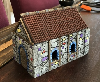 Medieval Cottage , printed and painted by Dylan Dove