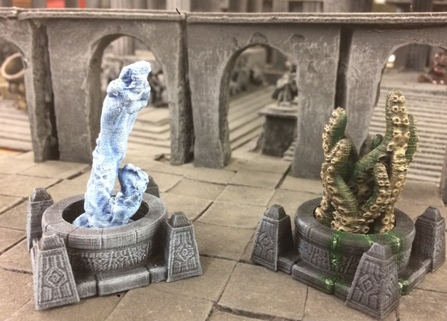 Water Serpent and Tentacles , printed and painted by Andrew Teheran