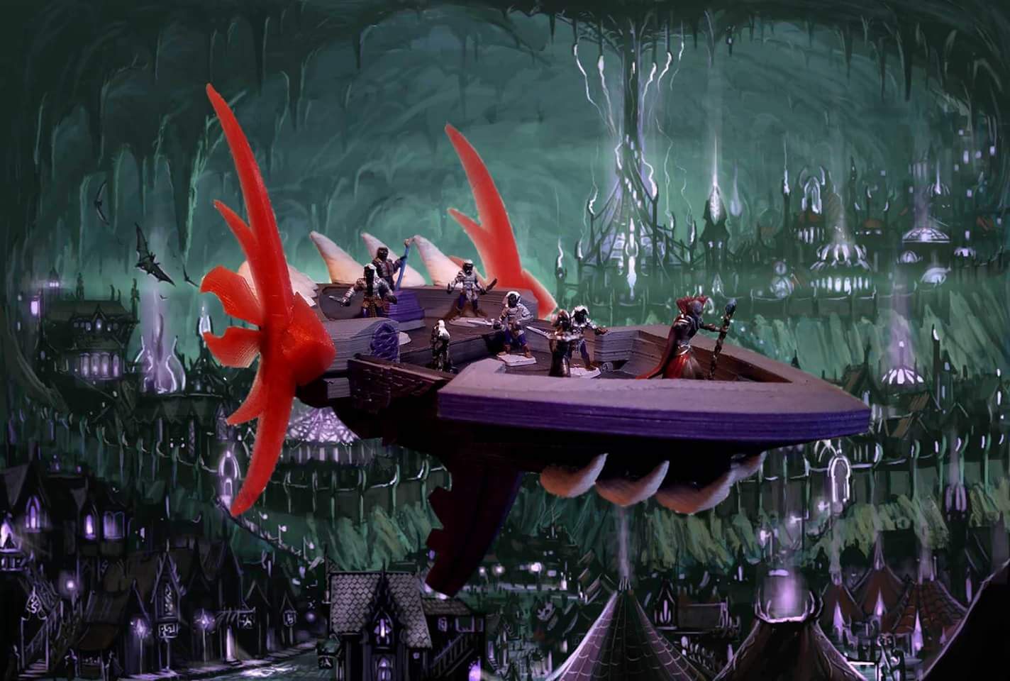 Elvish Aether Ship , remixed, printed, and painted by Todd Moore