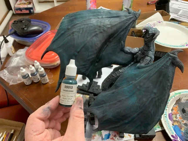 Forest Green lightly dry brushed across the wings.