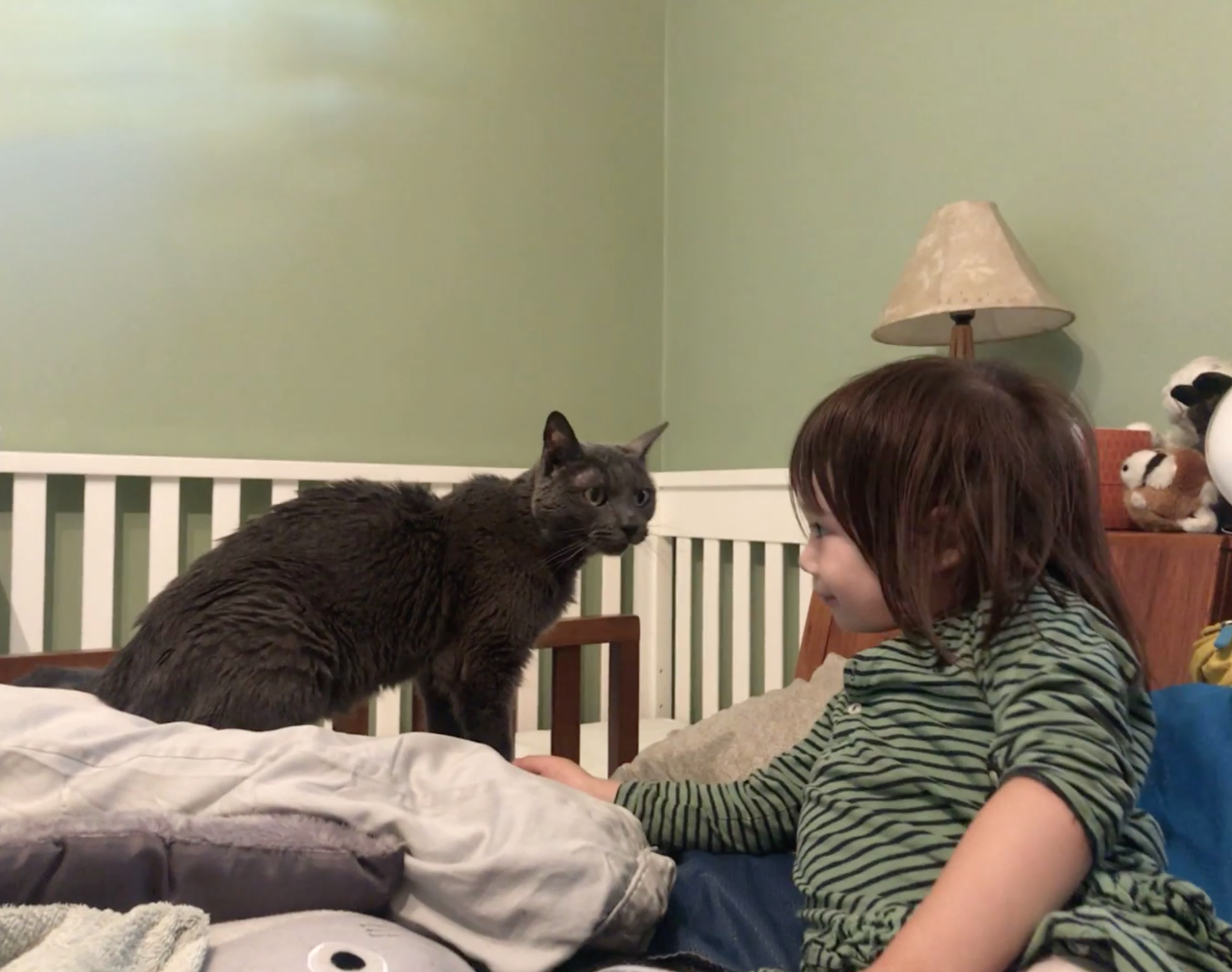 Angeline’s daughter with their most recent Cat Town foster, Marnie.