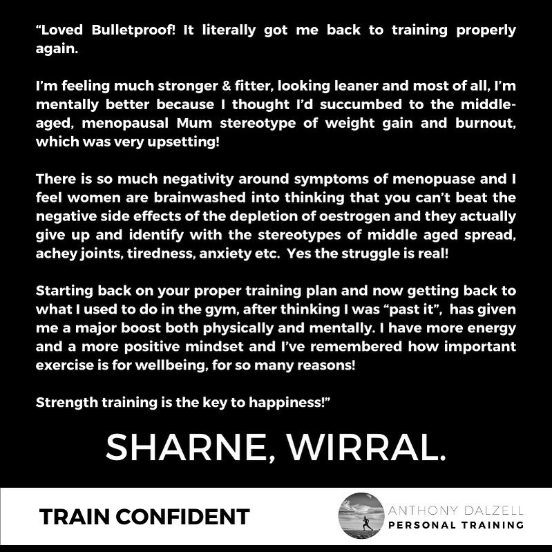 This feedback is the best. 

I&rsquo;ve written programmes for Sharne in the past and when I first published Bulletproof she got in touch to pick up a copy. 

I couldn&rsquo;t be more delighted about the impact that it has had for her. The importance