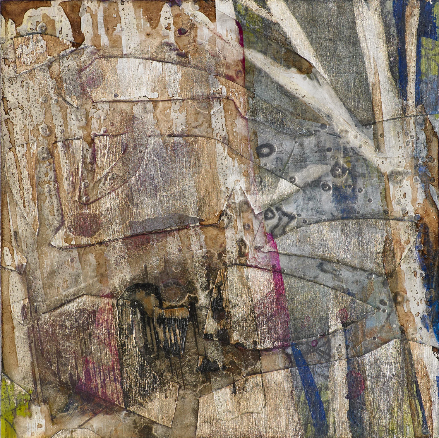 WOODLOT 5 acrylic, graphite and mylar on wood 10” x 10” 2015 SOLD
