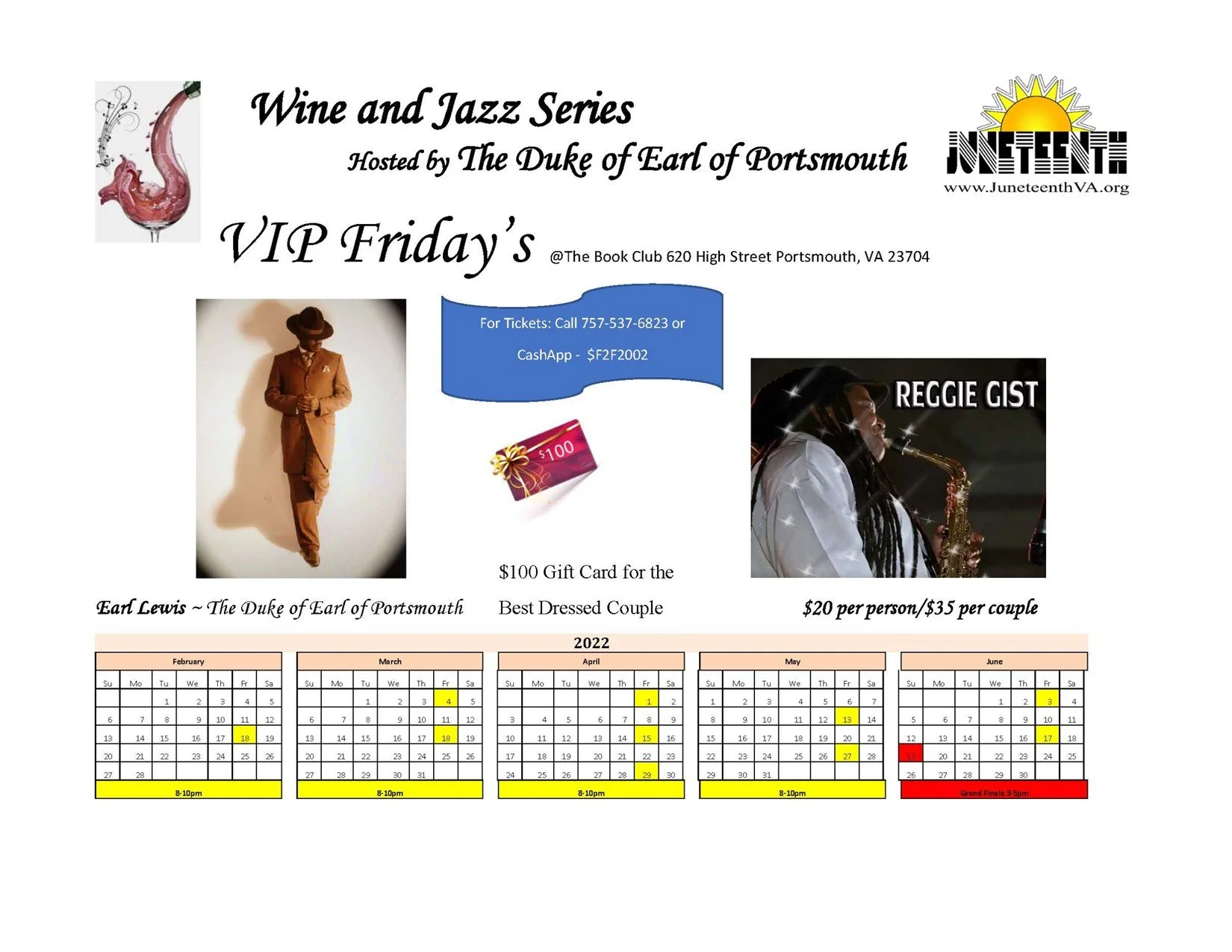 Wine and Jazz at The Book Club -- JuneteenthVA Fundraiser