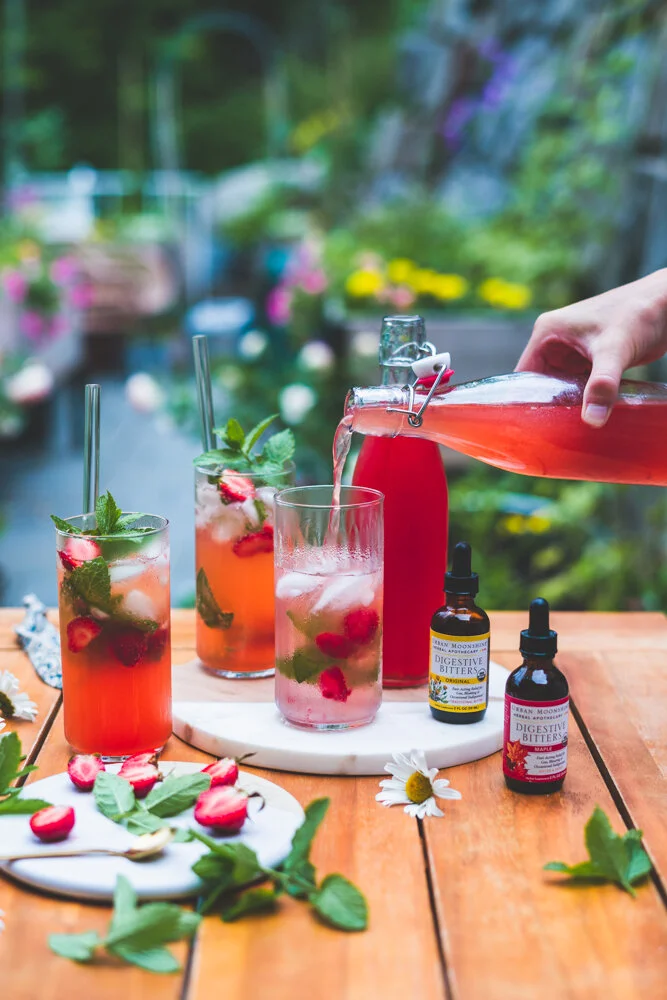 Seasonal Strawberry Rhubarb Shrub (Drinking Vinegar) And Mocktail Recipe