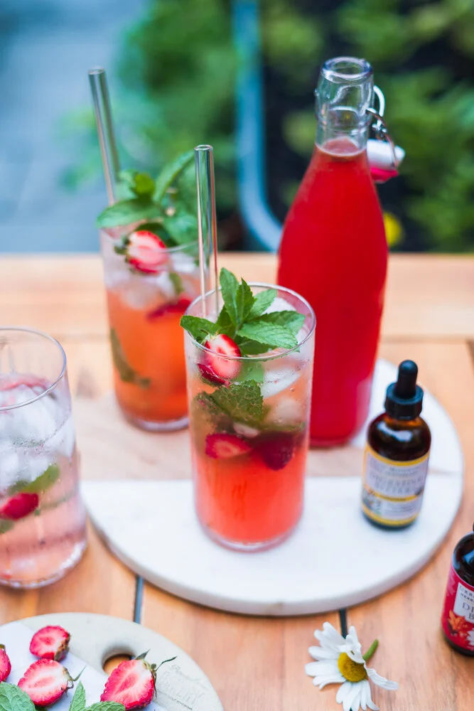 Seasonal Strawberry Rhubarb Shrub (Drinking Vinegar) And Mocktail Recipe