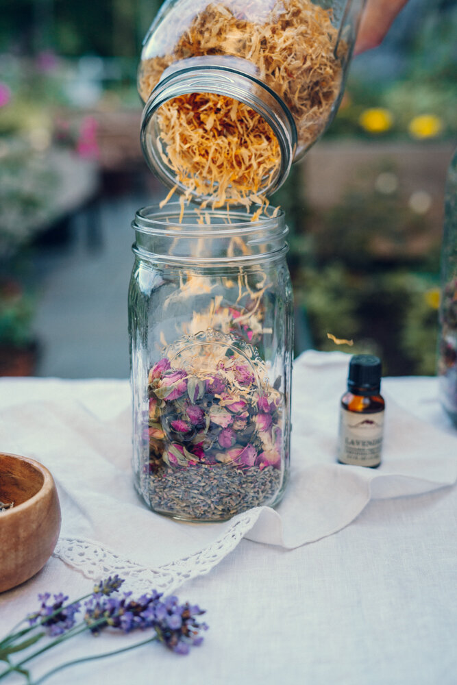 DIY Golden Floral And Herb Infused Oil For Summer Skin