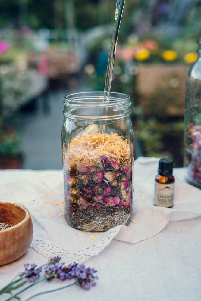 DIY Golden Floral And Herb Infused Oil For Summer Skin