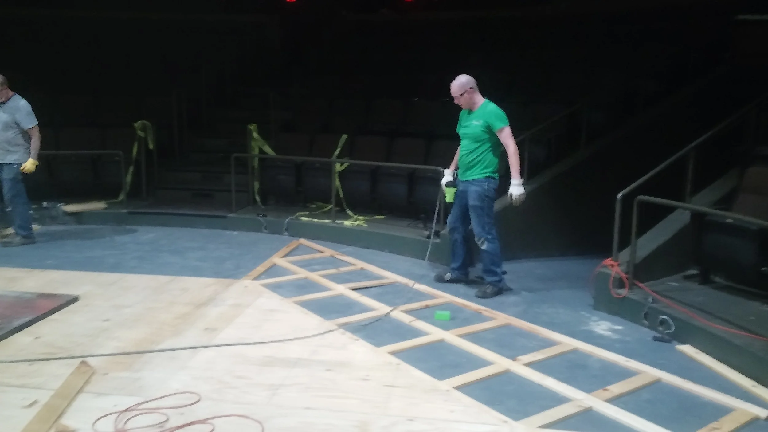 Rebuild of Trapped Stage Floor at the Tatum Theatre-- Build out over concrete section to allow for an expanded in order to be able to attach/anchor scenery. 