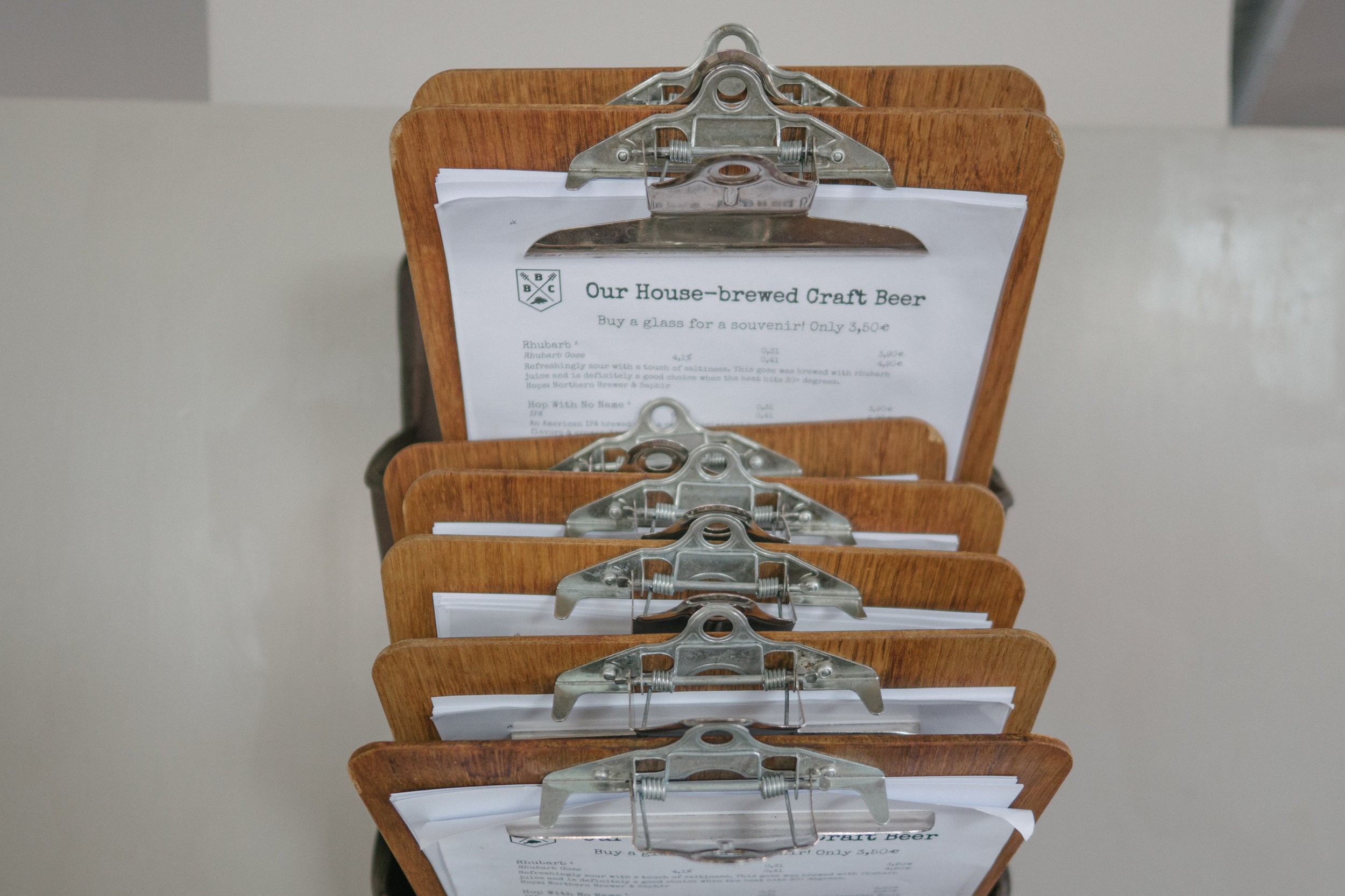 The menus at Beaver Brewery Company