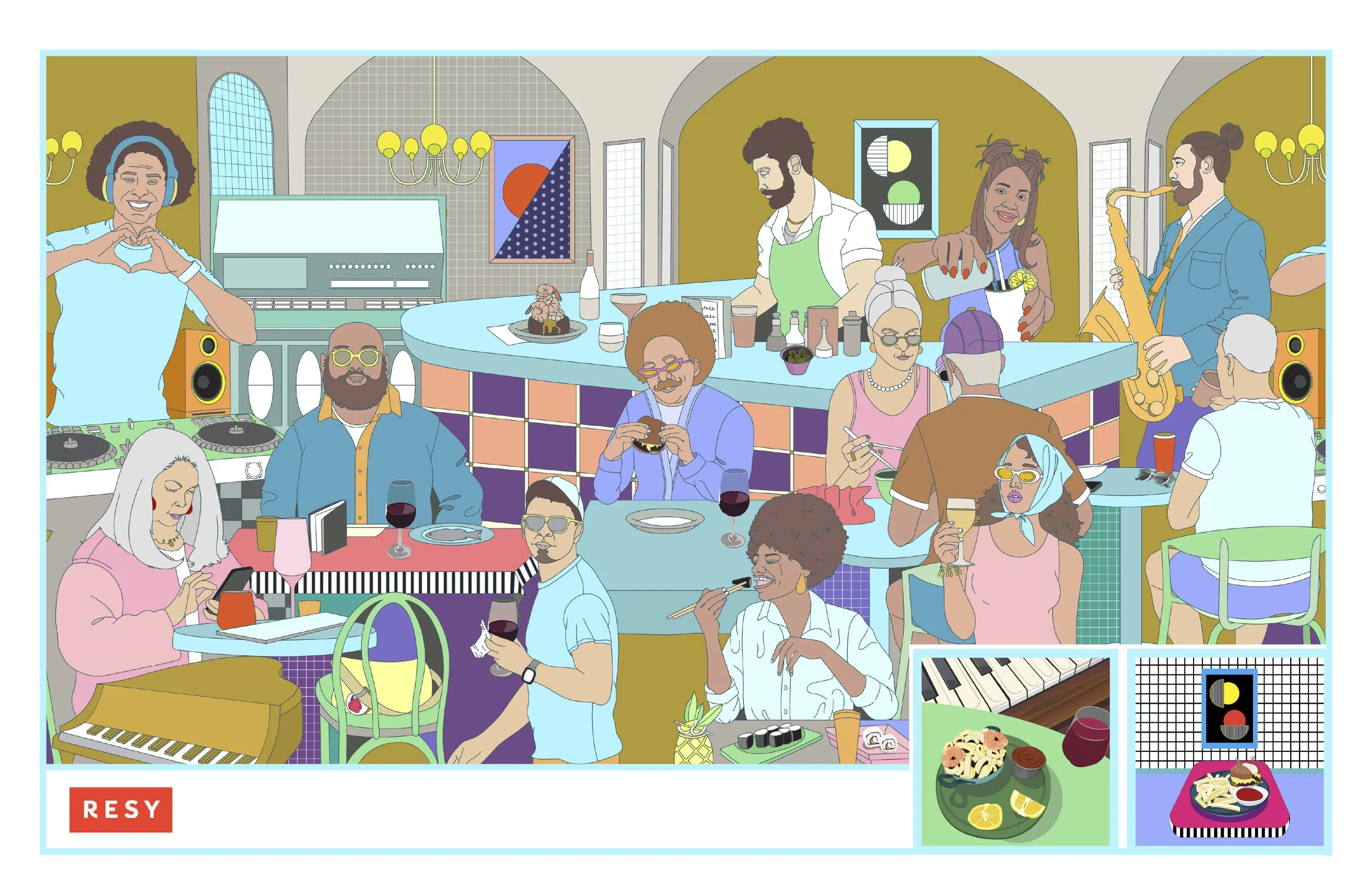                         Illustrations created for   Resy Presents: The Soundtrack Is The Flavor by Nicole A. Taylor, Project Editor    