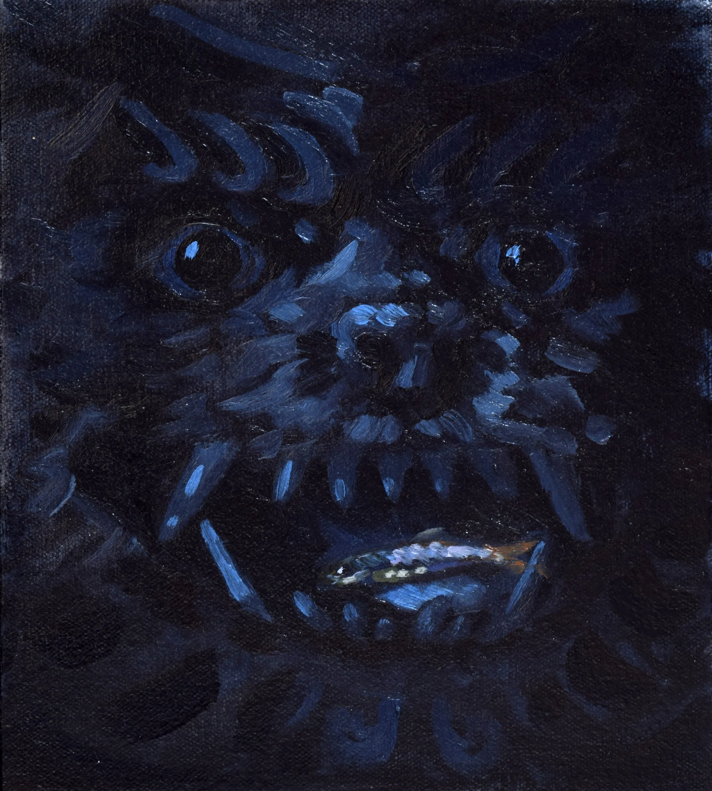   Gargoyle   flashe, dye, acrylic and oil on canvas  10 × 8 inches  2026 
