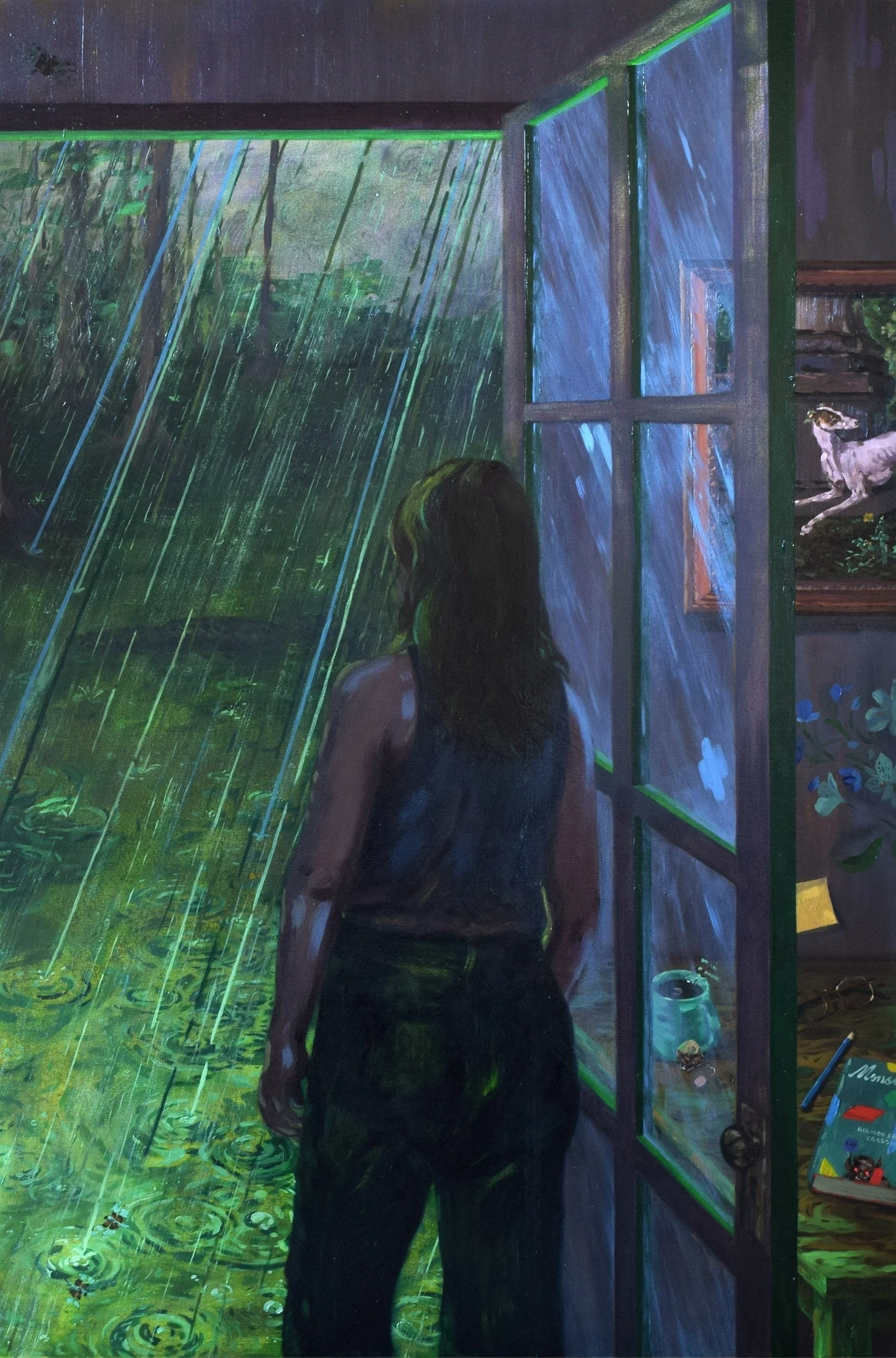   Studio Door   flashe, dye, acrylic and oil on canvas  72 × 48 inches  2025-2026 