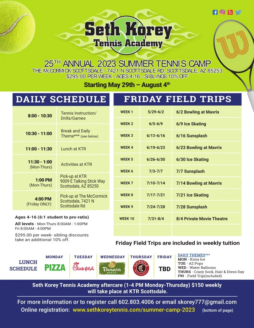 Summer Camp 2023 — Seth Korey Tennis Academy