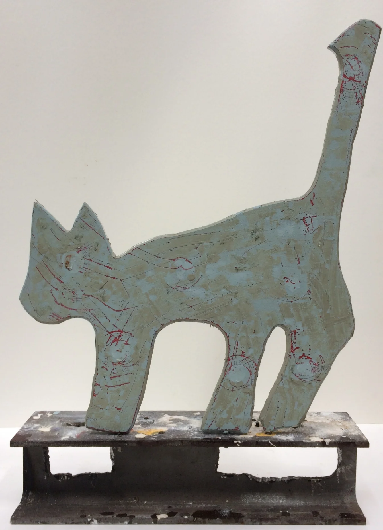 scraped green off (blue over red)