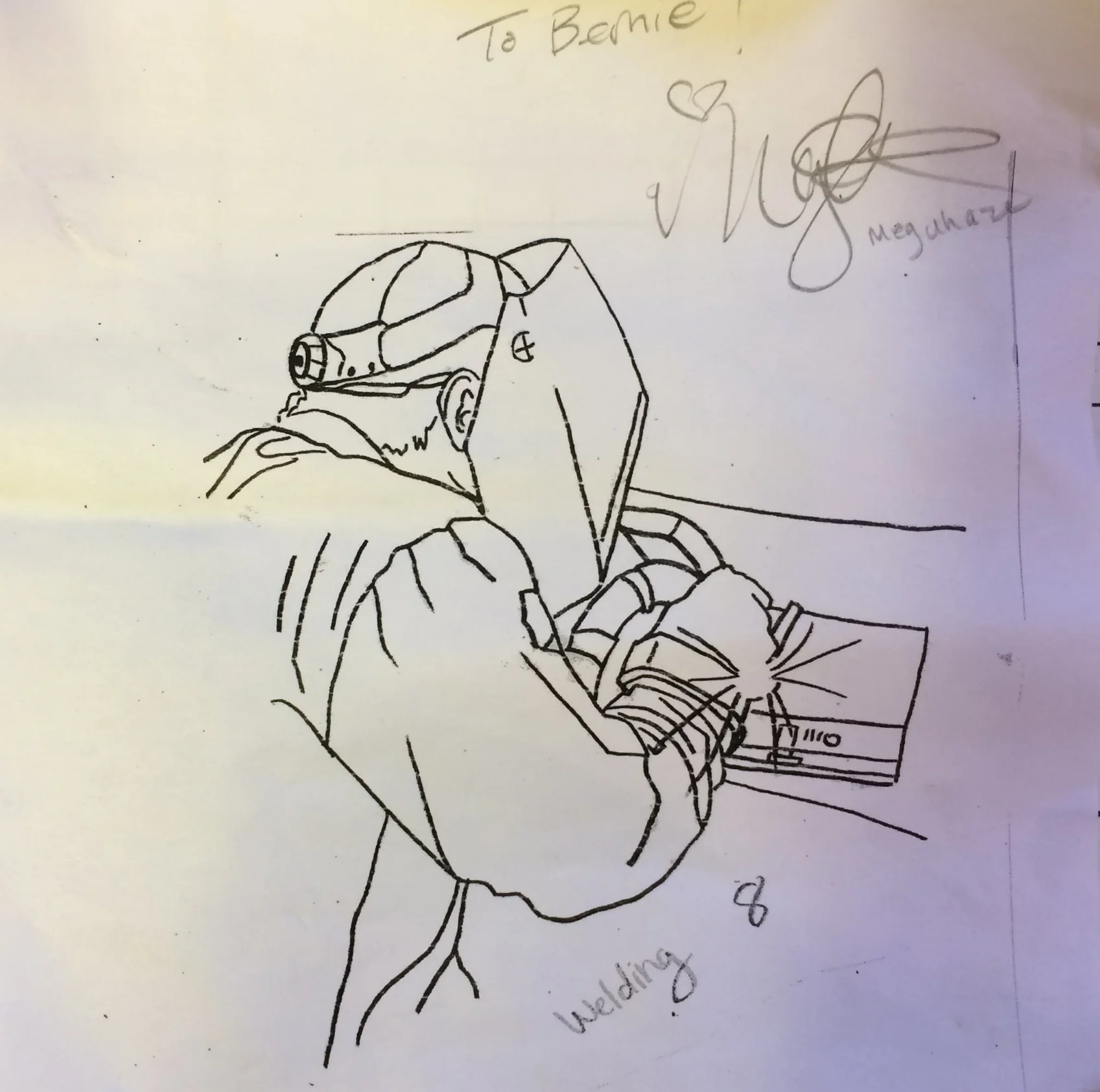 sketch of artist by co-worker megan uhaze-wear