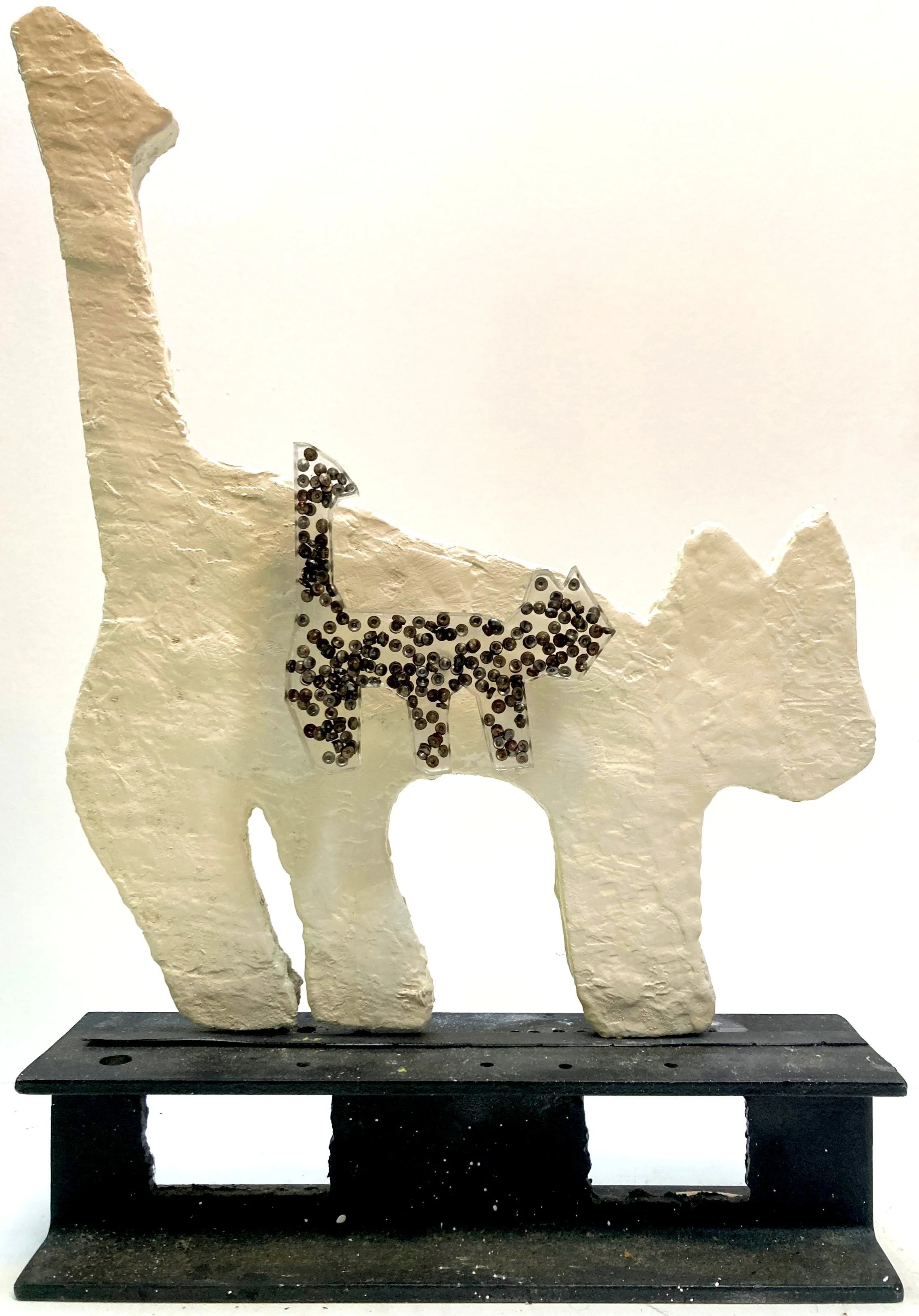 acrylic with silver slugs