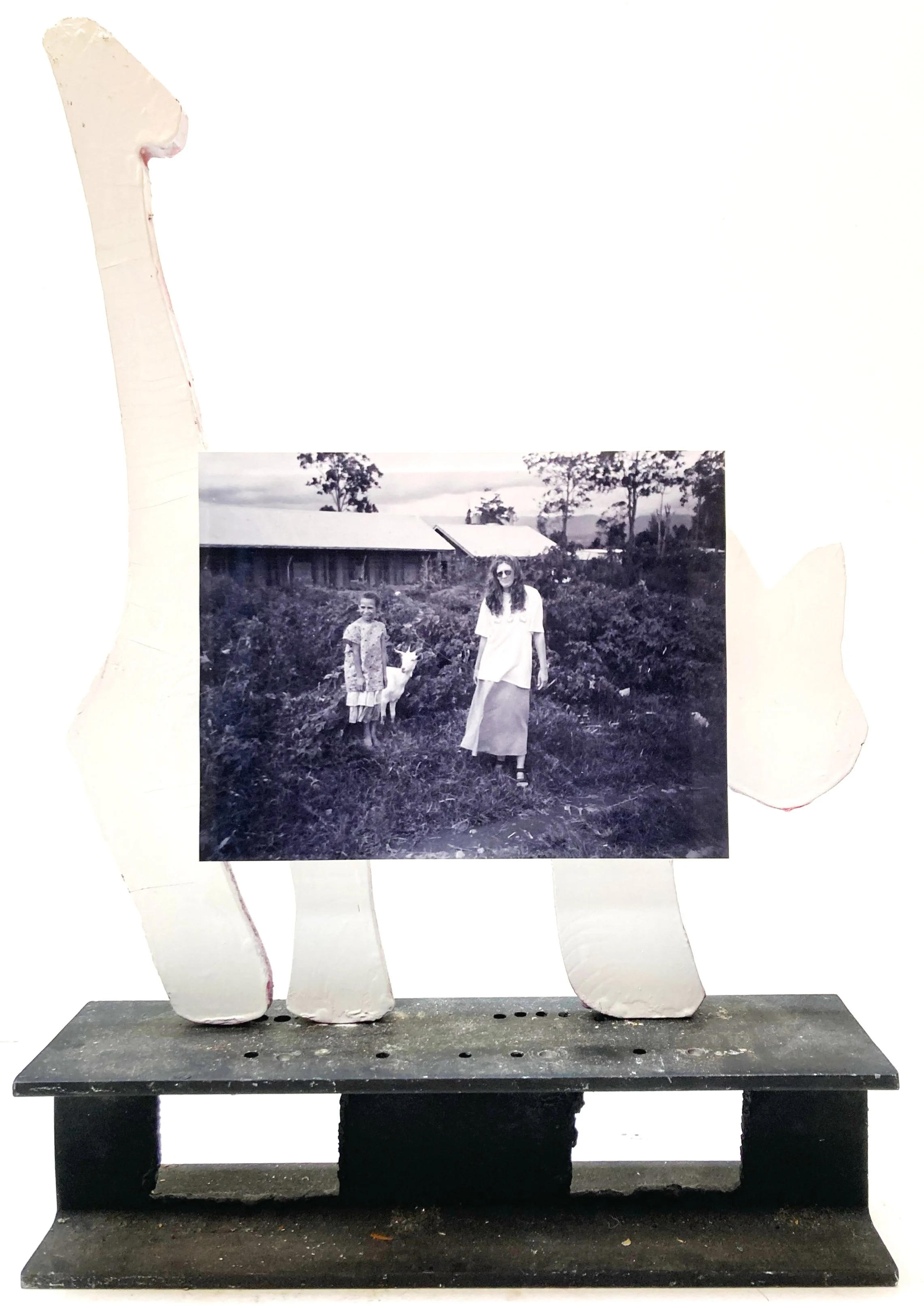 Anne with Joanne and goat; the goat must be dead now