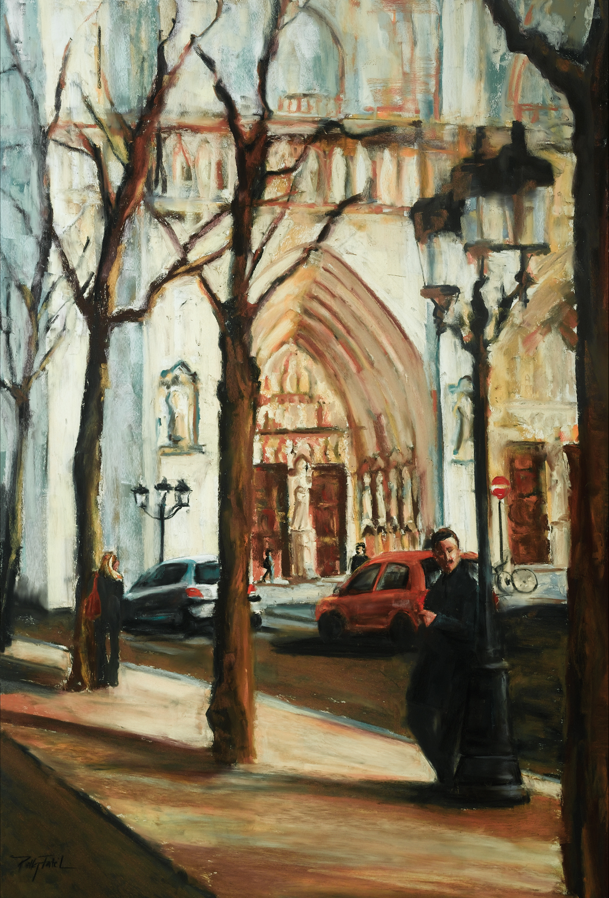 This is my husband standing in front of Notre Dame. I told him to act like he was smoking to make it feel more European. He wanted me to name it, 'Good Looking Guy in Front of Notre Dame'. Two things i love....my hubby and the beautiful church. SOLD
