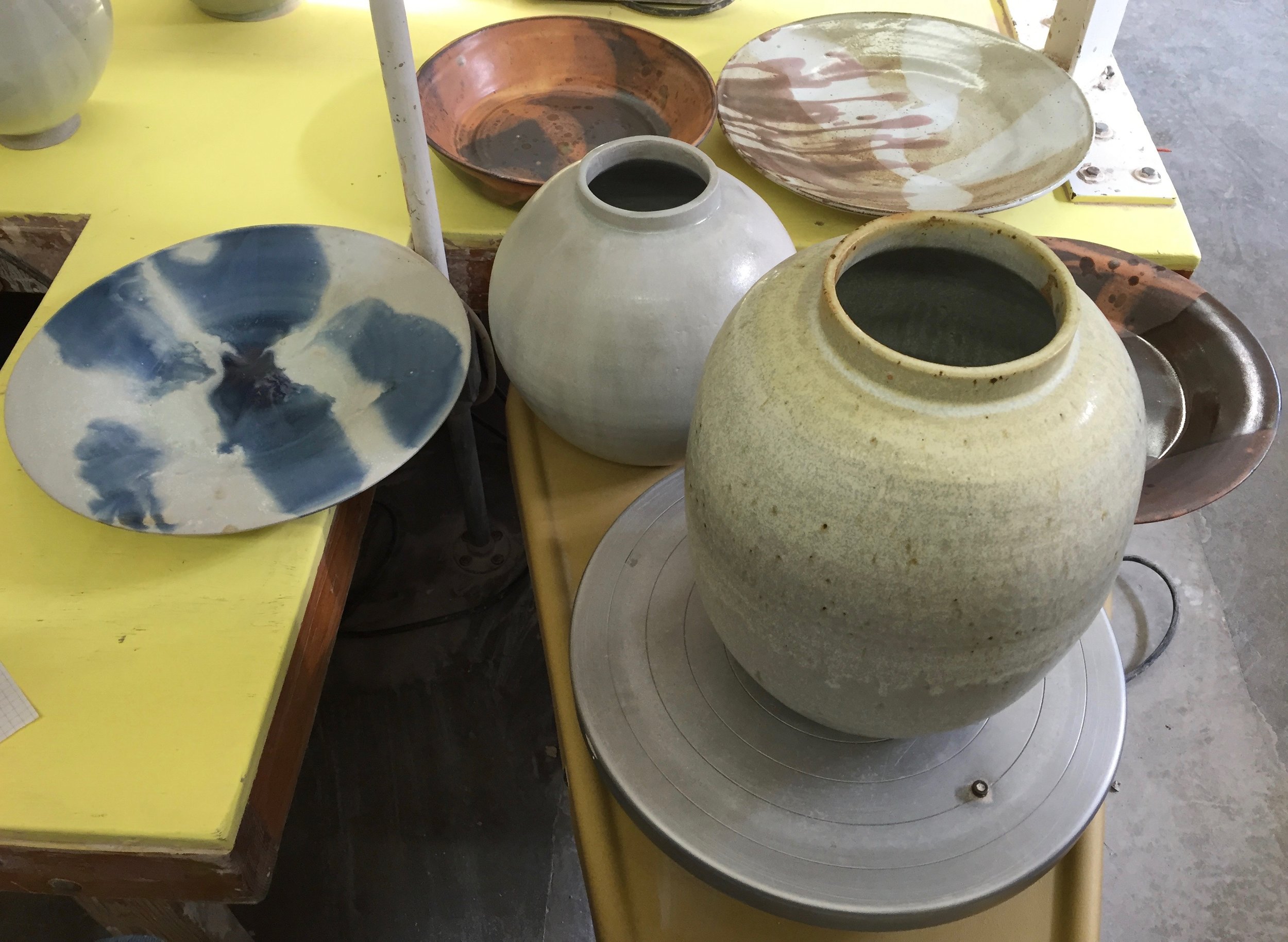 Large Platters and Moon Jars