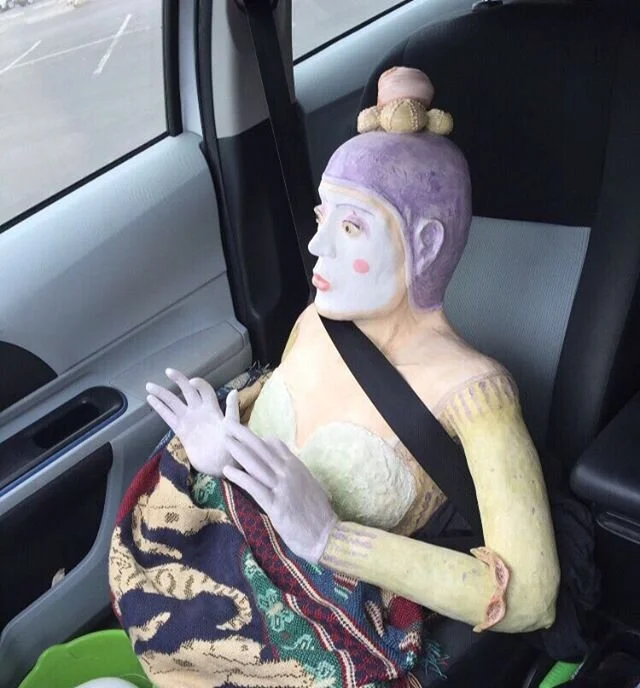 Sometimes when you need to get a larger piece of artwork somewhere and you don&rsquo;t want to use a truck. The HOV diamond lane could be tempting to use in such a time as this! #diamondlane #ceramicsculpture #cirquelife #makeithappen #circleofcirque