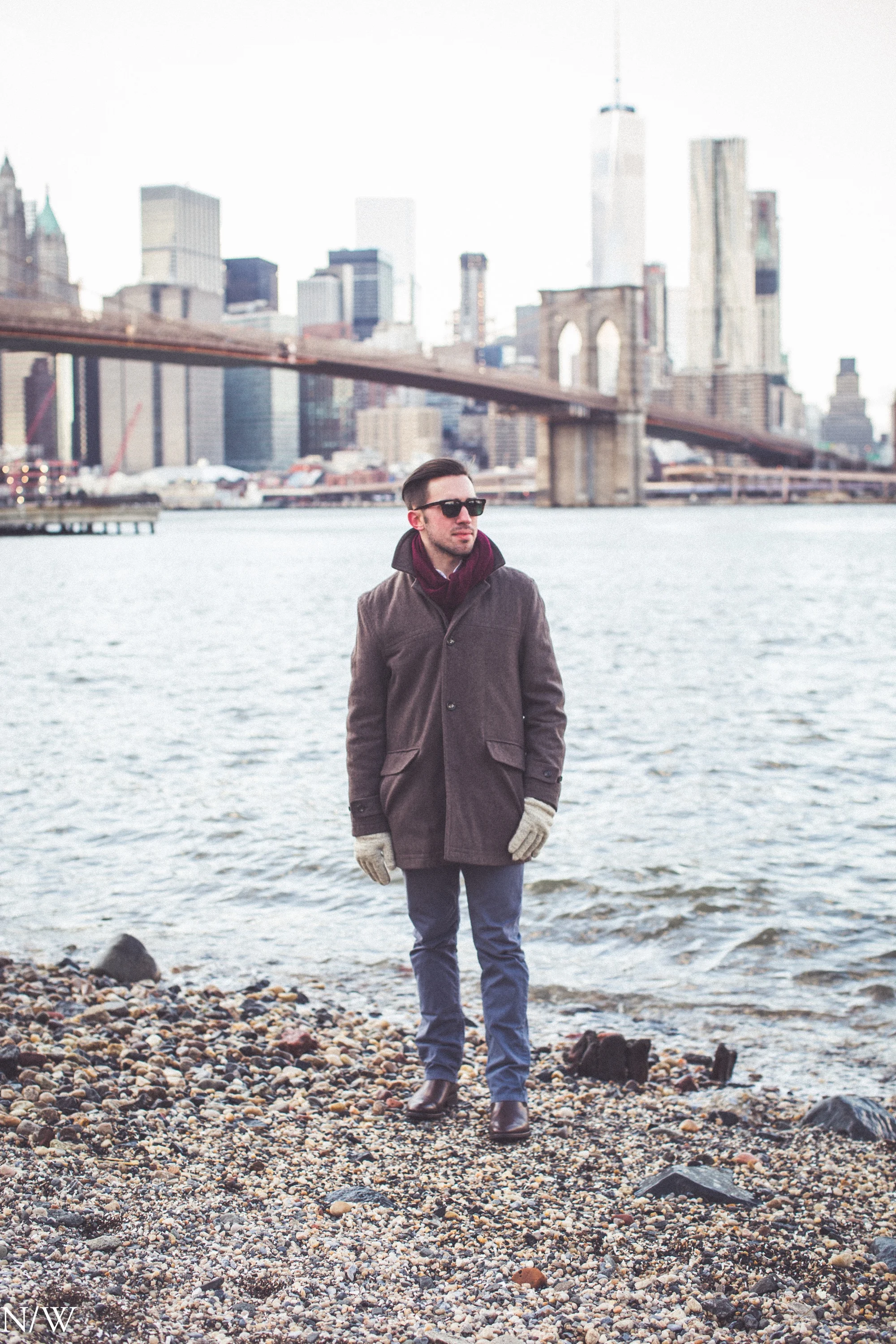 Sunglasses: Warby Parker | Scarf: H&M | Coat: London Fog | Pants: Billy Reid | Boots: Jack Erwin Photo by: Noah Williams