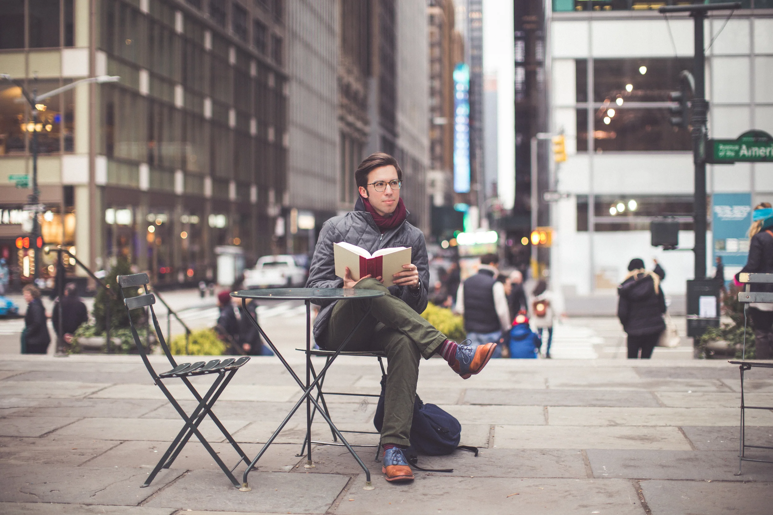 These Richer + Poorer socks pulled the look together better than first expected. (Bryant Park)