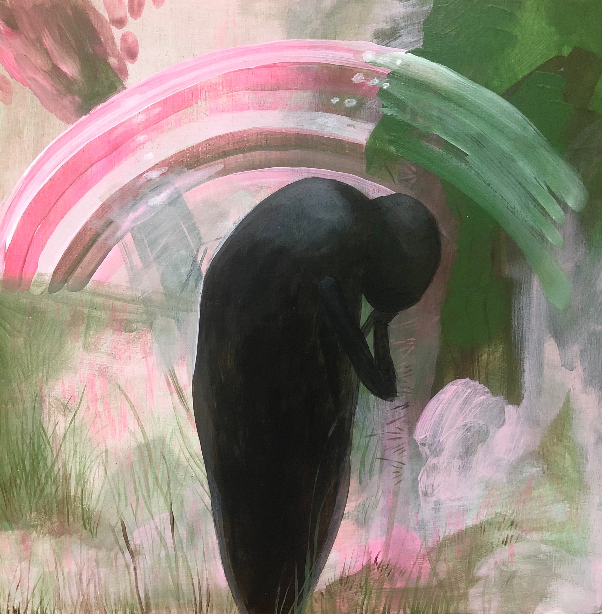   Amy Tidwell ,  Pink Rainbow , 2020, Acrylic on panel, 10 x 10 in. 