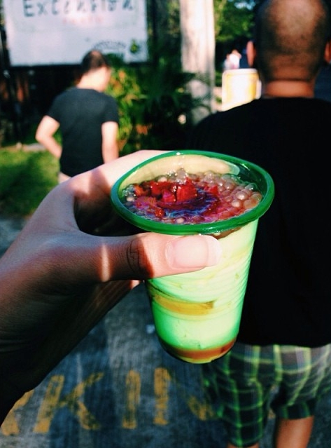 Fresh strawberry taho in Baguio, Benguet Province - Luzon, Philippines
