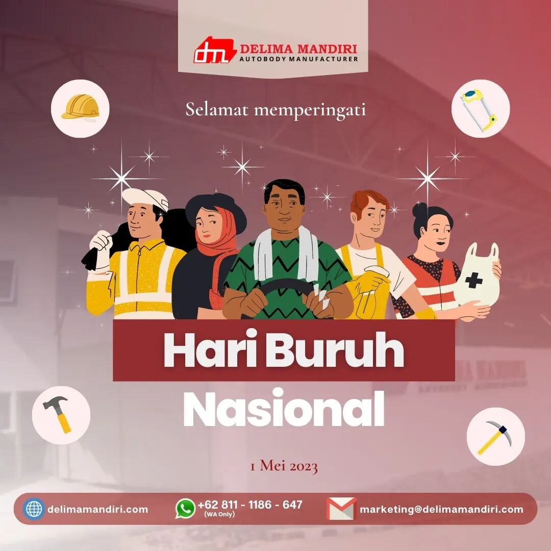 Selamat Hari Buruh Nasional 1 Mei 2023! Mari apresiasi segala bentuk kerja keras dan perjuangan pekerja dan buruh Indonesia!