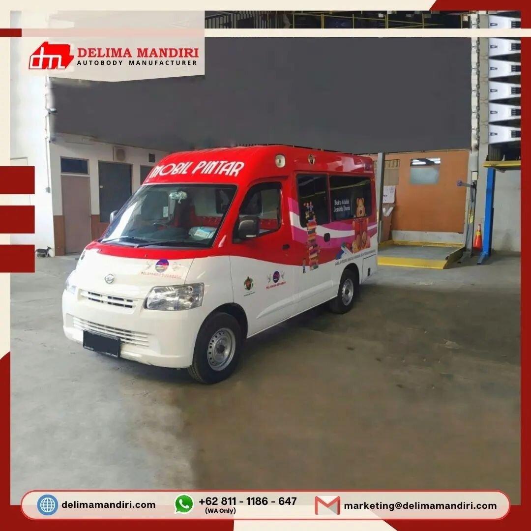 Mobil Perpustakaan Keliling by Delima Mandiri.

Dapatkan informasi lengkap untuk spesifikasi kendaraan dengan desain sesuai kebutuhan anda.
Info lebih lanjut dapat menghubungi kami : 
Telp : 0251 - 8324842
WA : 0811 1186 647
Email : marketing@delimam