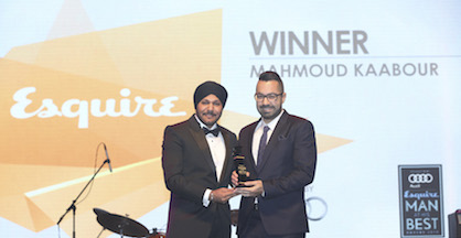 Director Mahmoud kaabour receives the humanitarian of the year award from esquire magazine