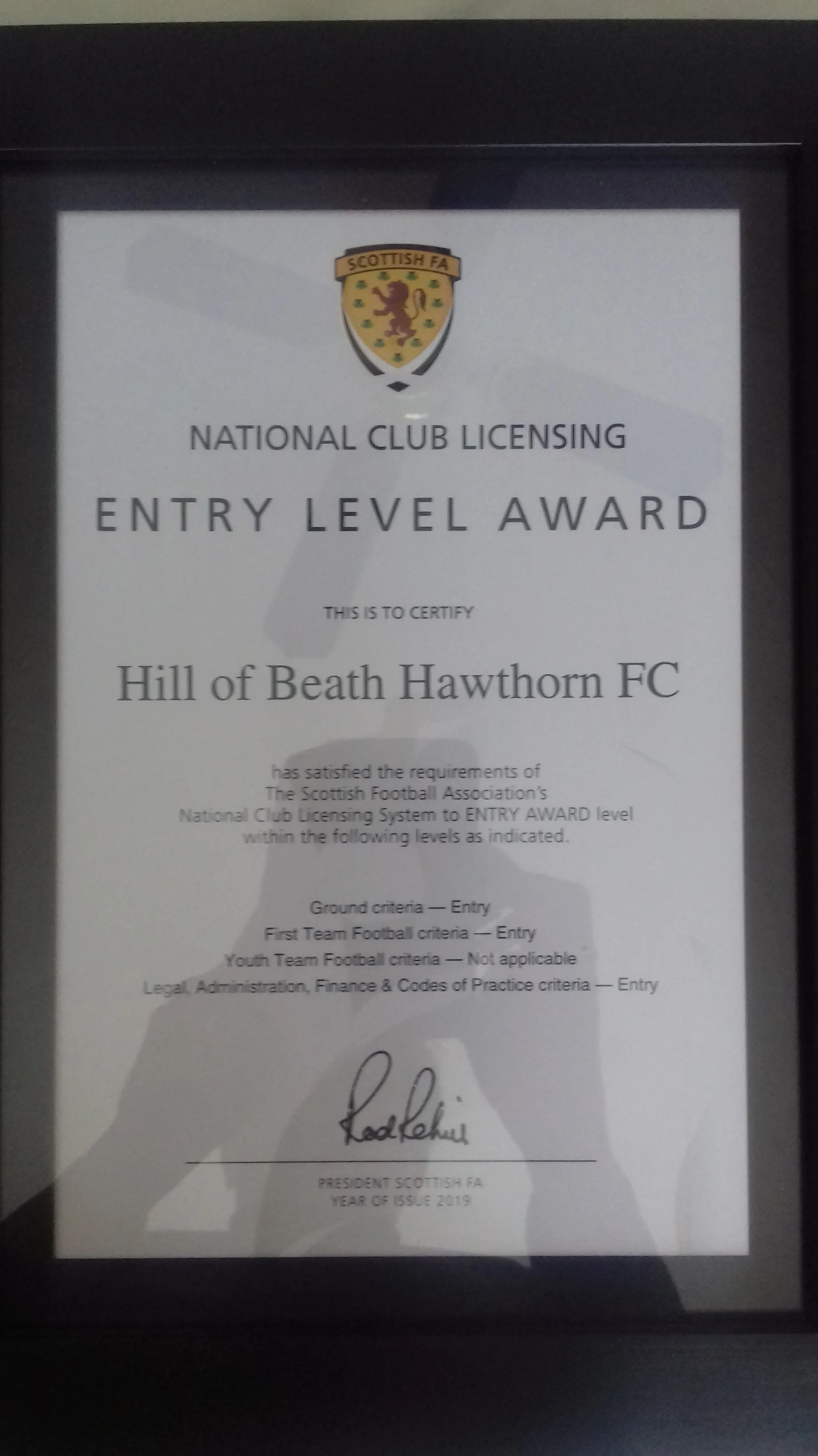 SFA National Club Licence Certificate - Entry Level