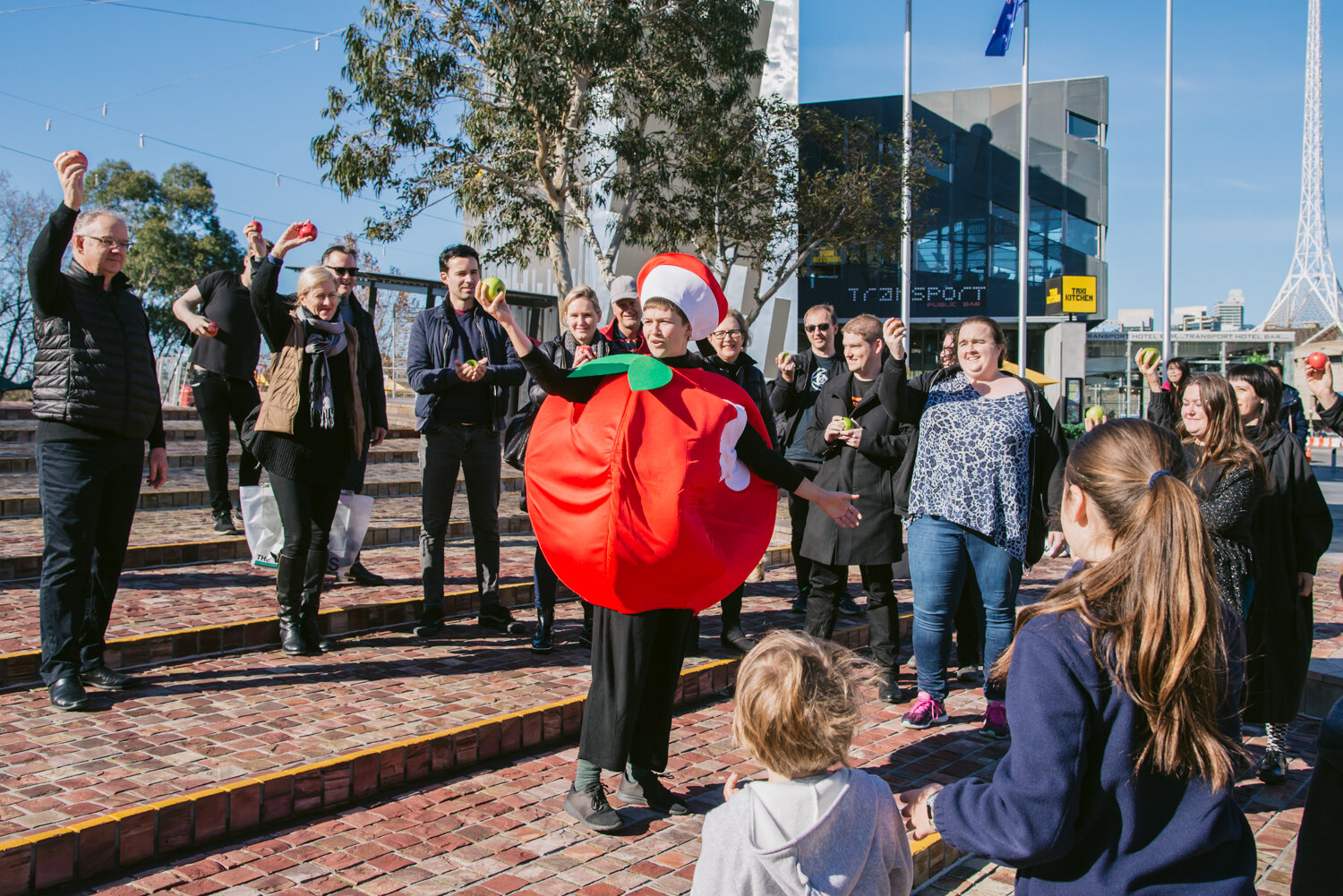 Episode 10 centred around the idea of 'Serious Play', shown by staging a protest of the then in-development Apple Store in Federation Square. 
