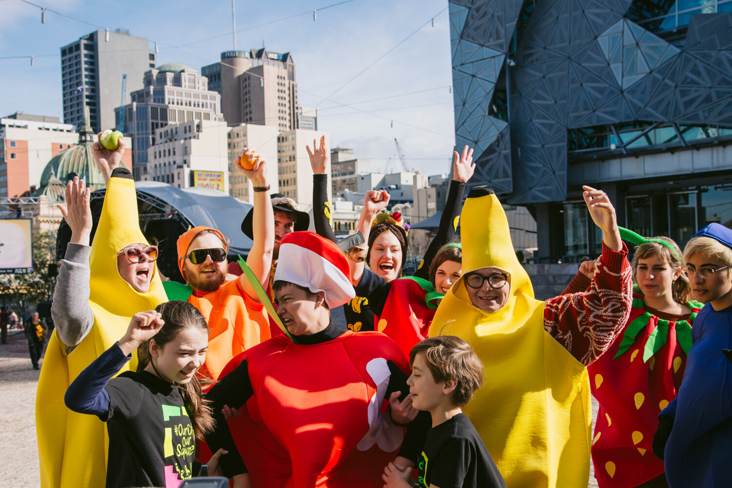 Episode 10 centred around the idea of 'Serious Play', shown by staging a protest of the then in-development Apple Store in Federation Square. 