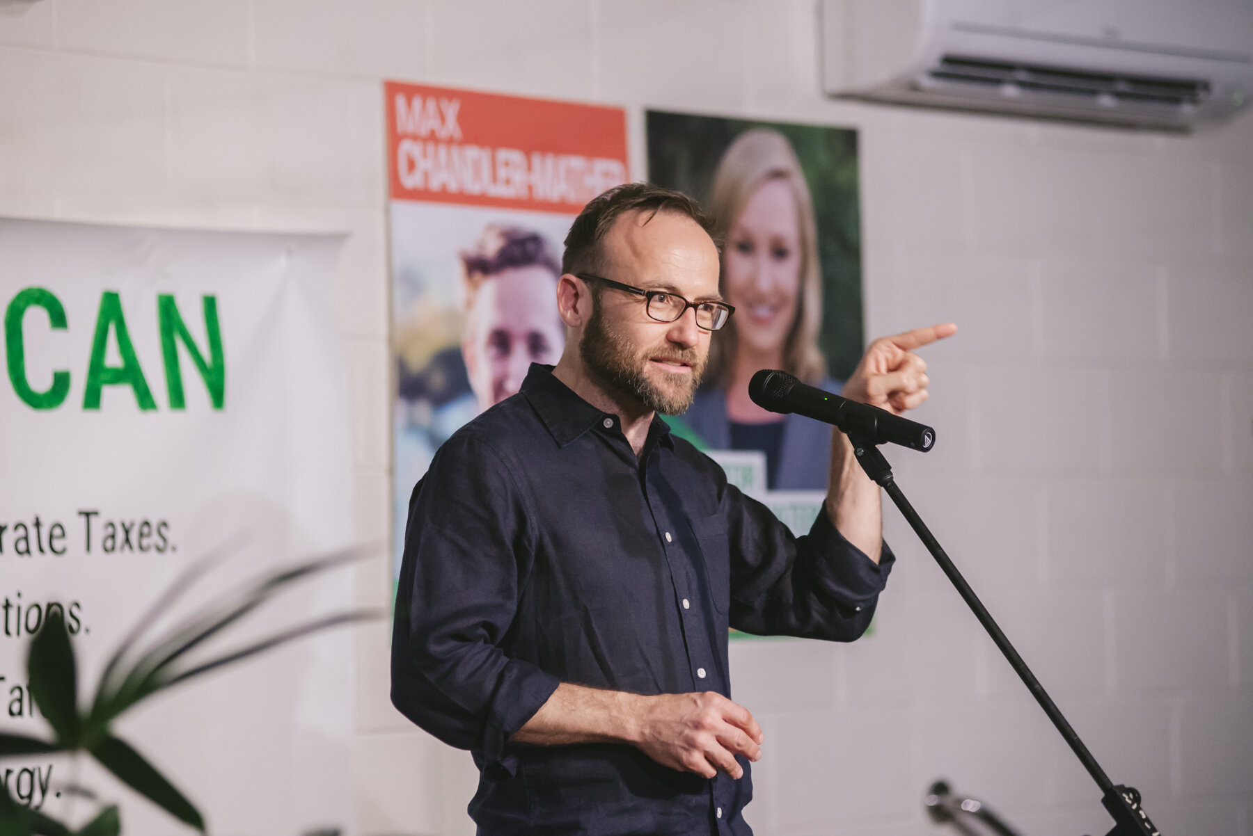 Greens leader and federal MP Adam Bandt speaks at the Greens for Griffith campaign launch