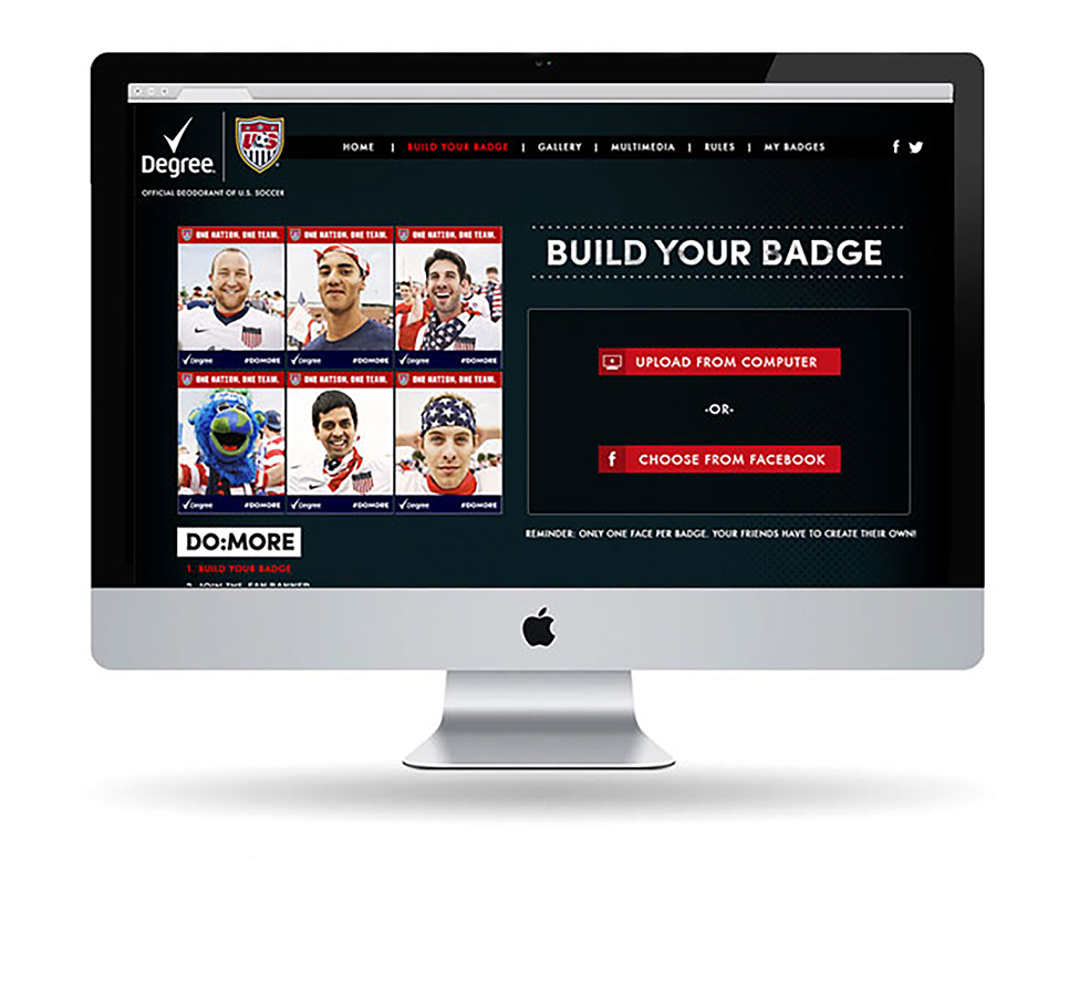 Fans upload photos to a microsite to create a badge and add their faces to the fan flag.