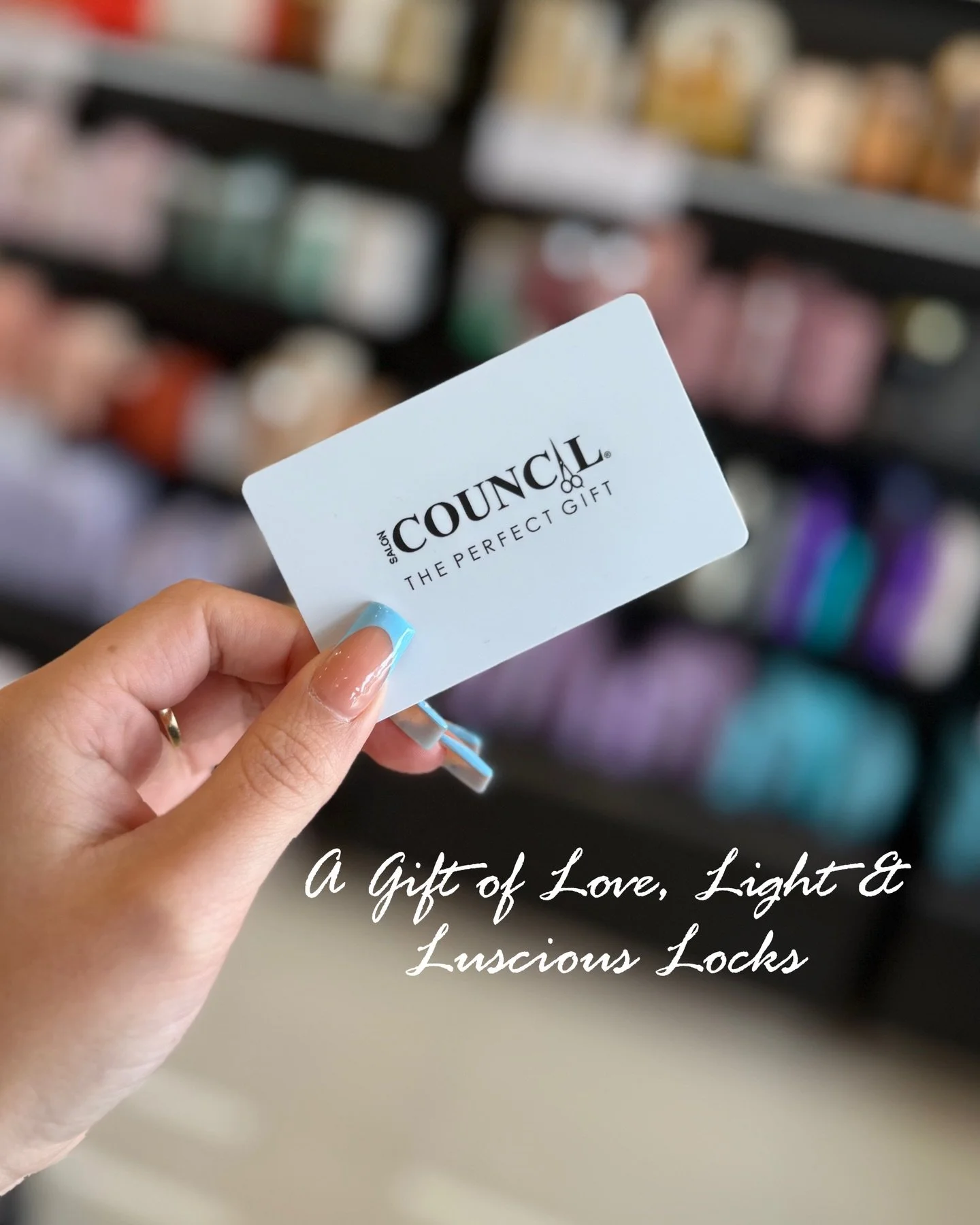 Give the gift that always fits 🎁✨
This holiday season, share Love, Light &amp; Luscious Locks with a Salon Council Gift Card.

Perfect for treating someone special to beautiful hair, premium products, and a relaxing salon experience.

Available now 