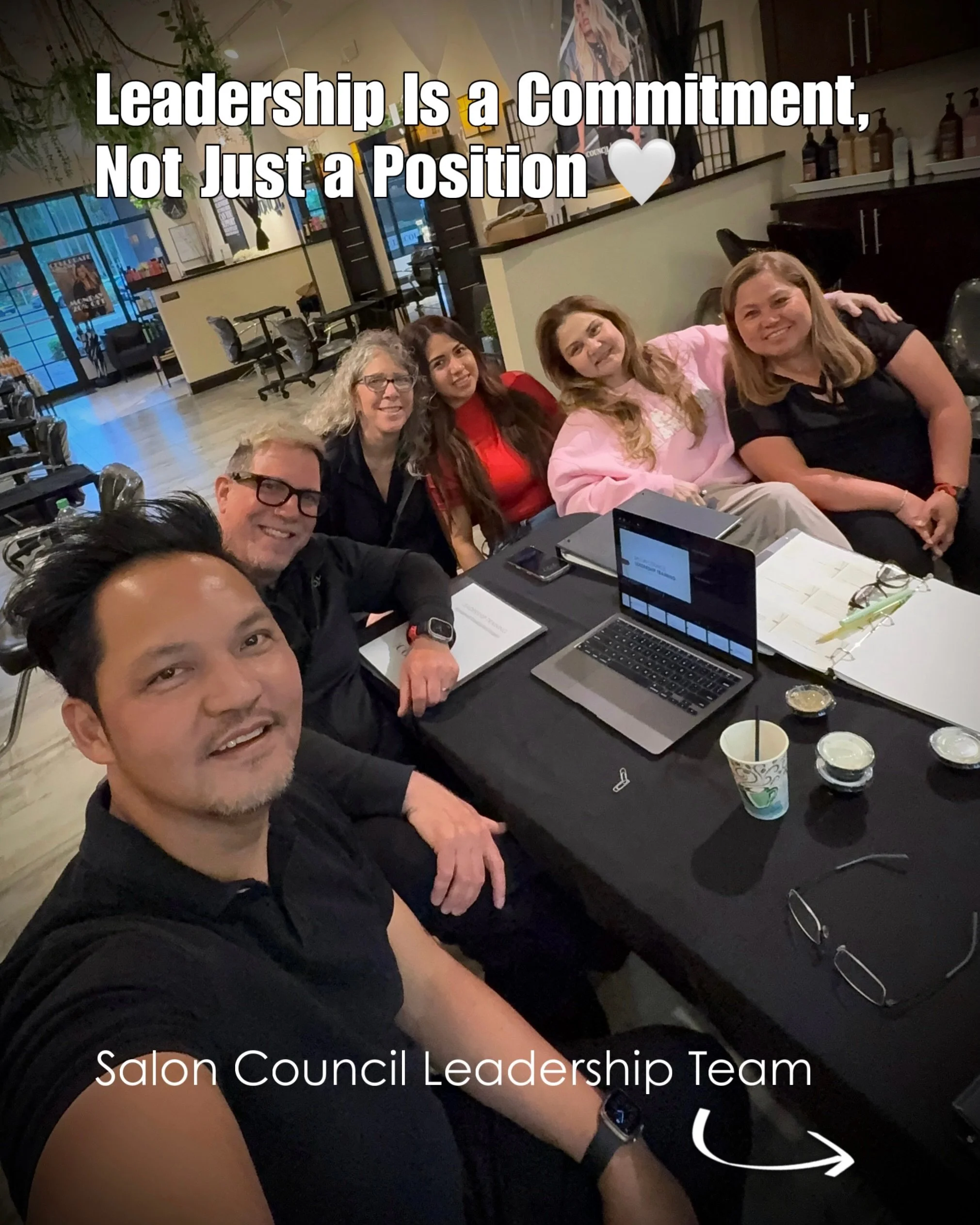 Tonight marks the end of our 10th Monday evening leadership training session as the Salon Council leadership team &mdash; Allan, Joel, Kim, Katy, Maria, and Terry. 🤍

After long days behind the chair, managing the salon, supporting our guests, and l